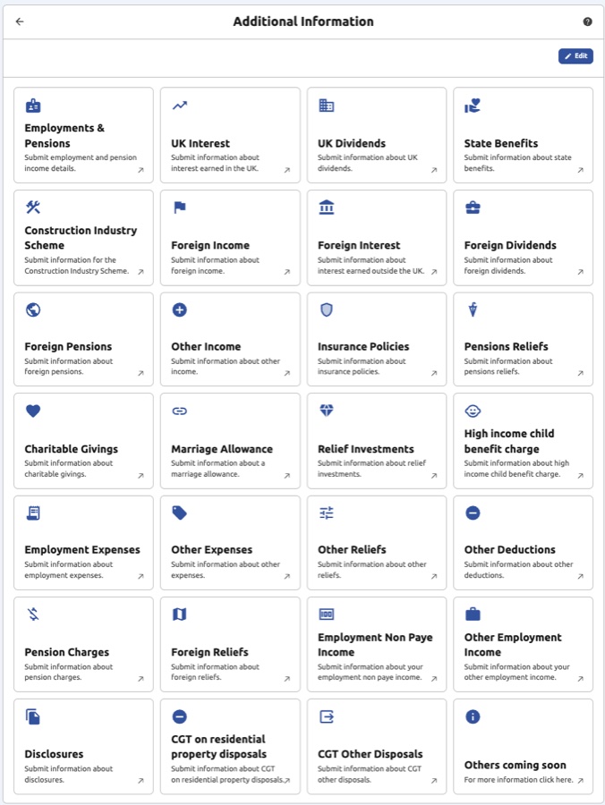 Additional Information dashboard