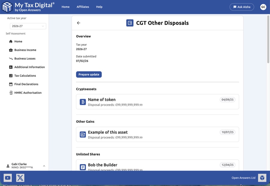 CGT other disposals overview