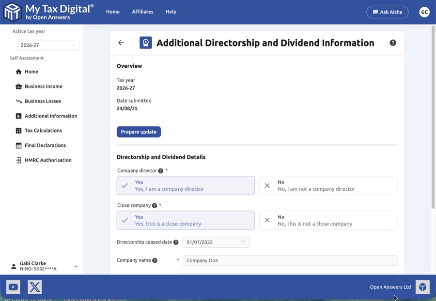 Directorship and dividend overview
