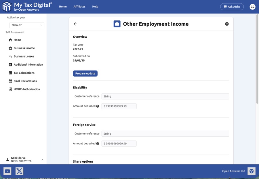 Other employment income overview
