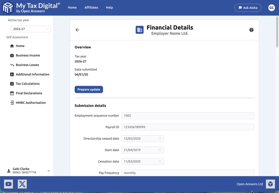 Financial details overview