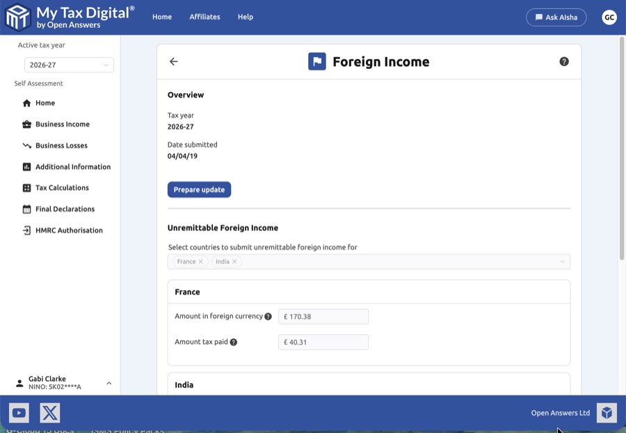 Foreign income overview