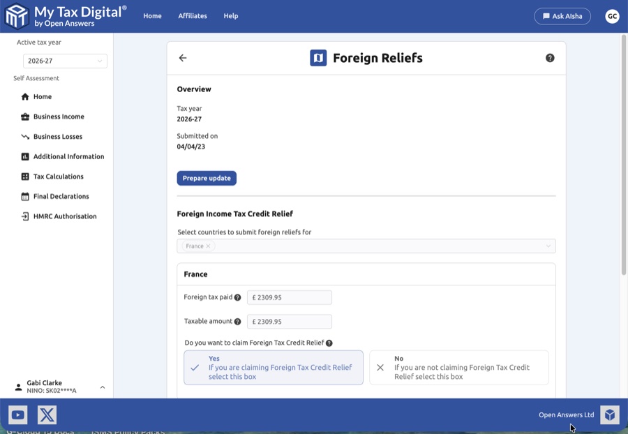 Foreign reliefs overview