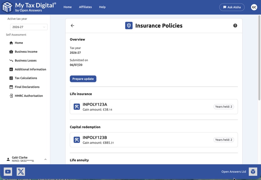Insurance policies overview