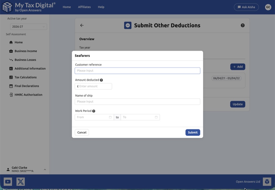 Add seafarers deduction