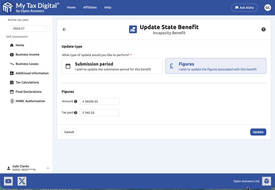 Update benefit figures