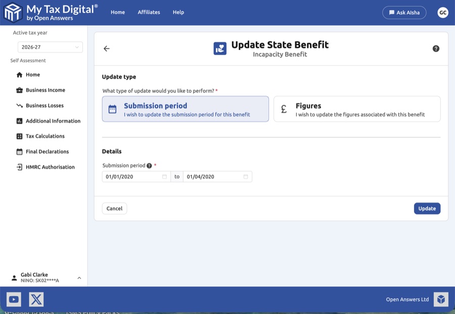 Update benefit period