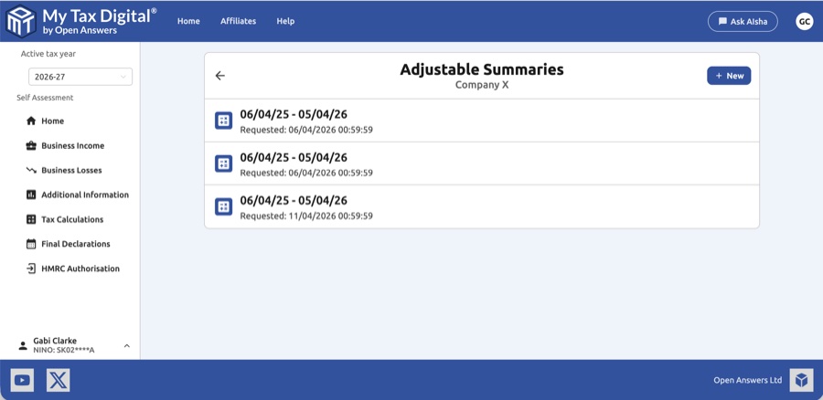 Adjustable Summaries list
