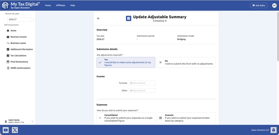 Update Adjustable Summary