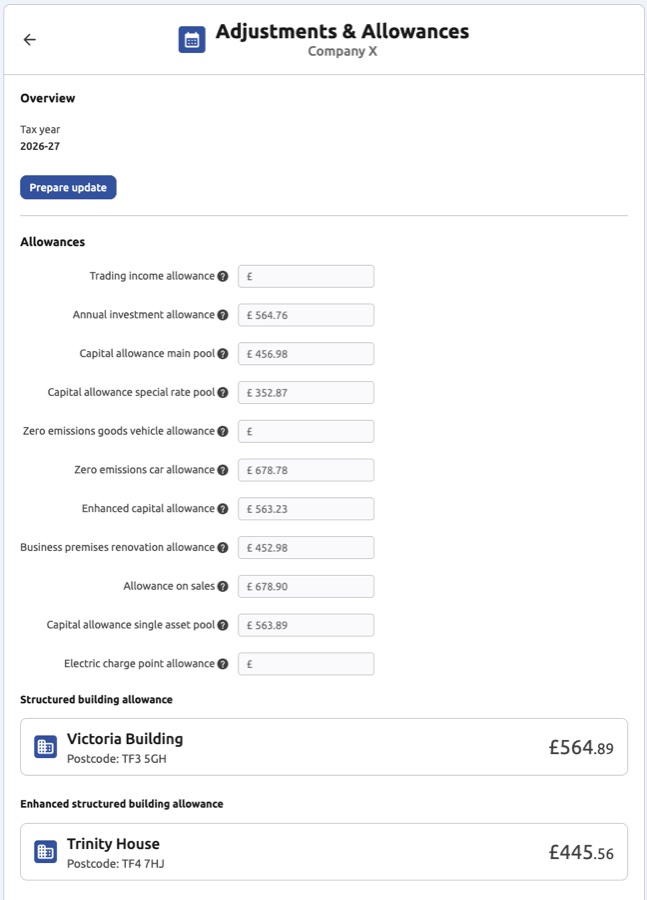 Adjustments & Allowances view