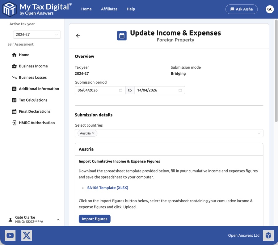 Update Income & Expenses