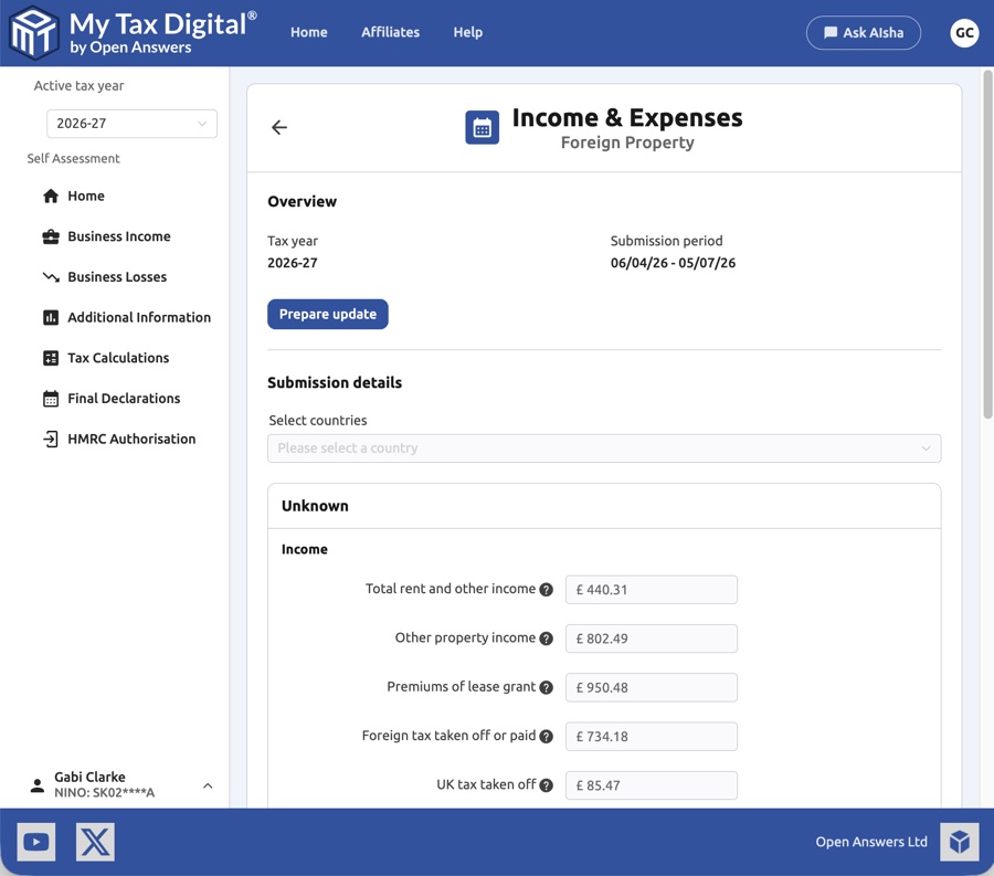 Income & Expenses view
