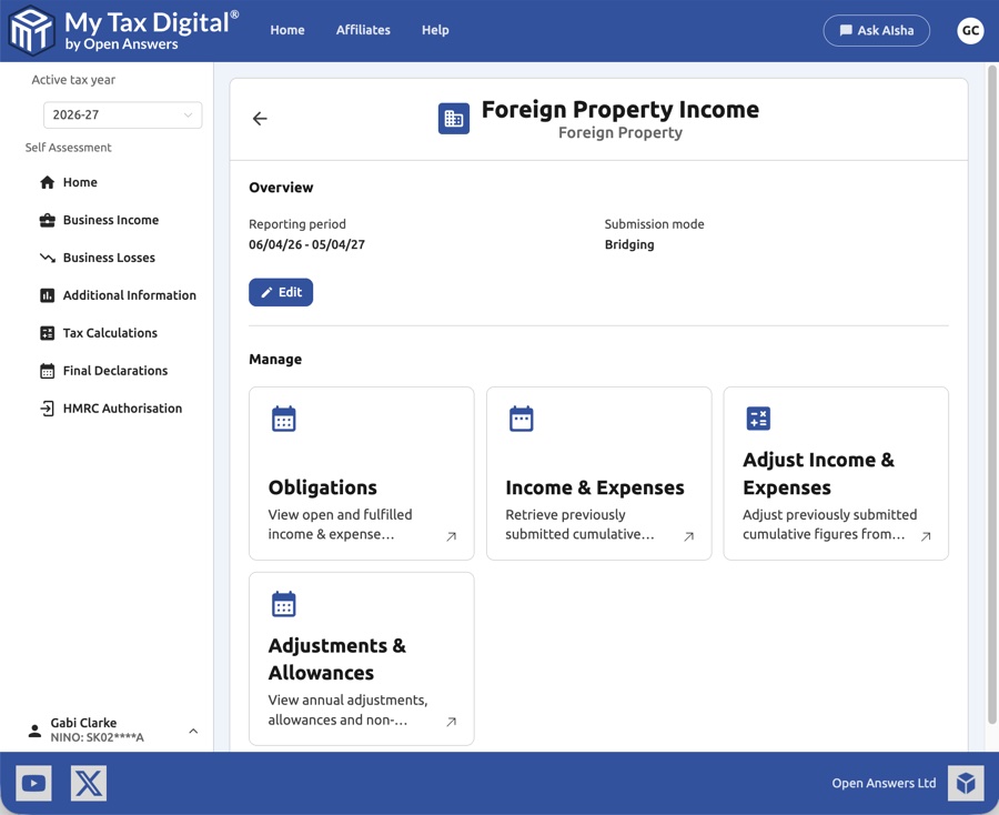 Foreign Property Income hub