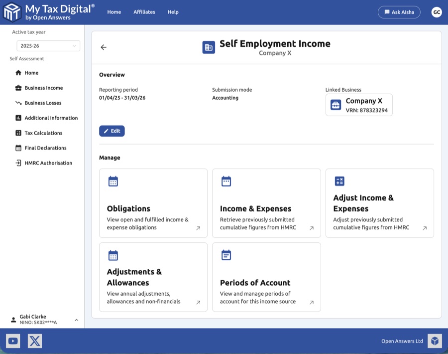 Self Employment Income hub