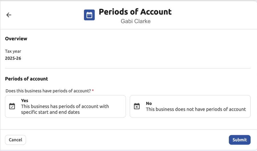 Periods of Account submit