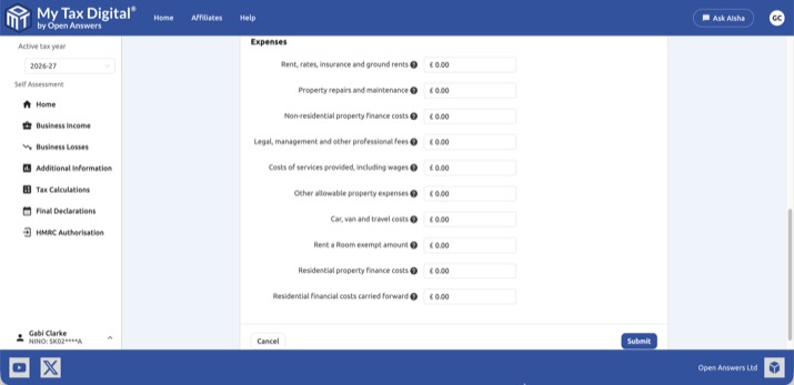 UK Property expenses