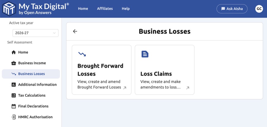 Business Losses hub