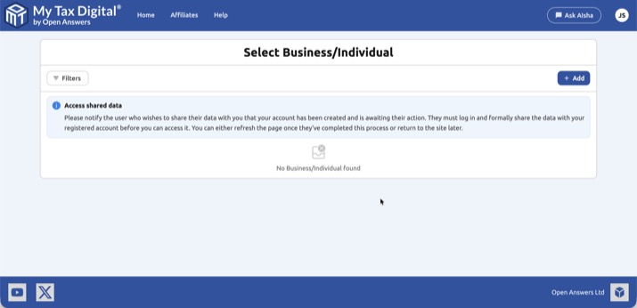 My Tax Digital - Awaiting shared access