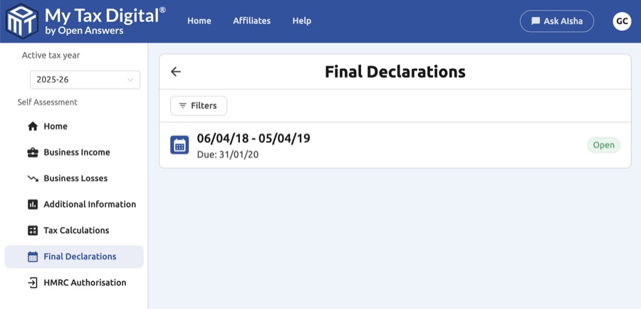 Final Declarations list