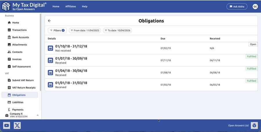 My Tax Digital VAT Obligations