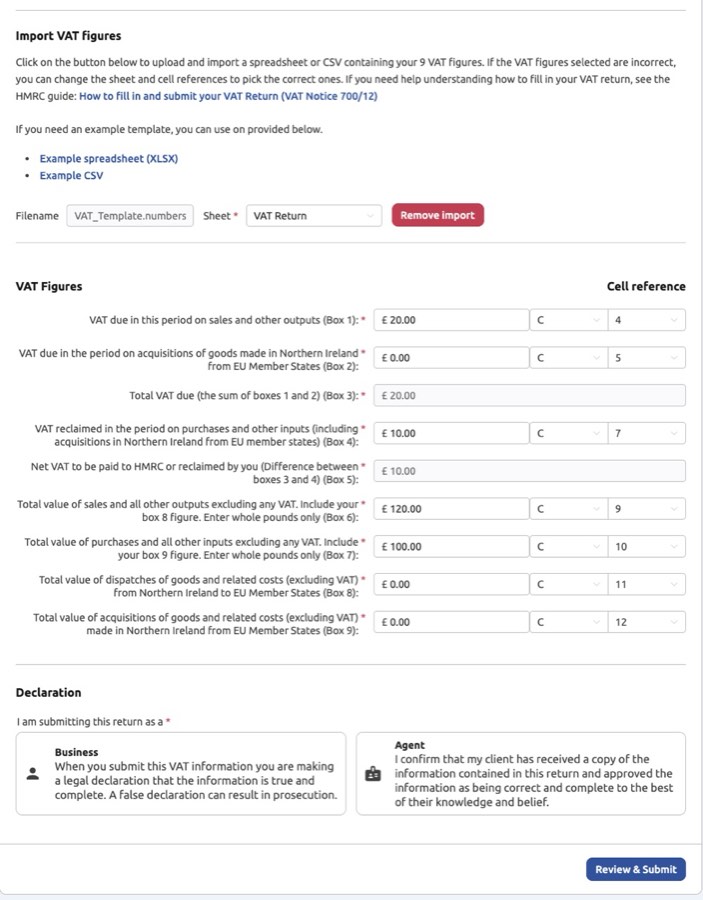 My Tax Digital VAT Import