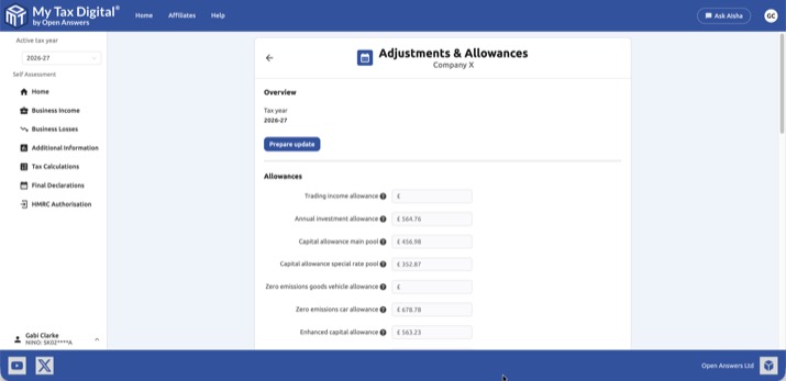 My Tax Digital - Adjustments and Allowances
