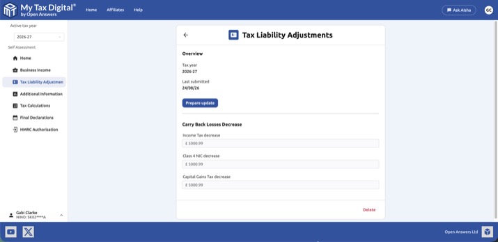 Tax Liability Adjustments overview