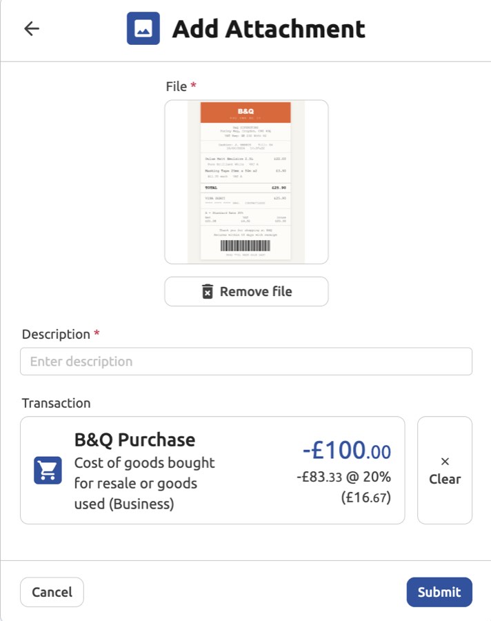 My Tax Digital Add Attachment