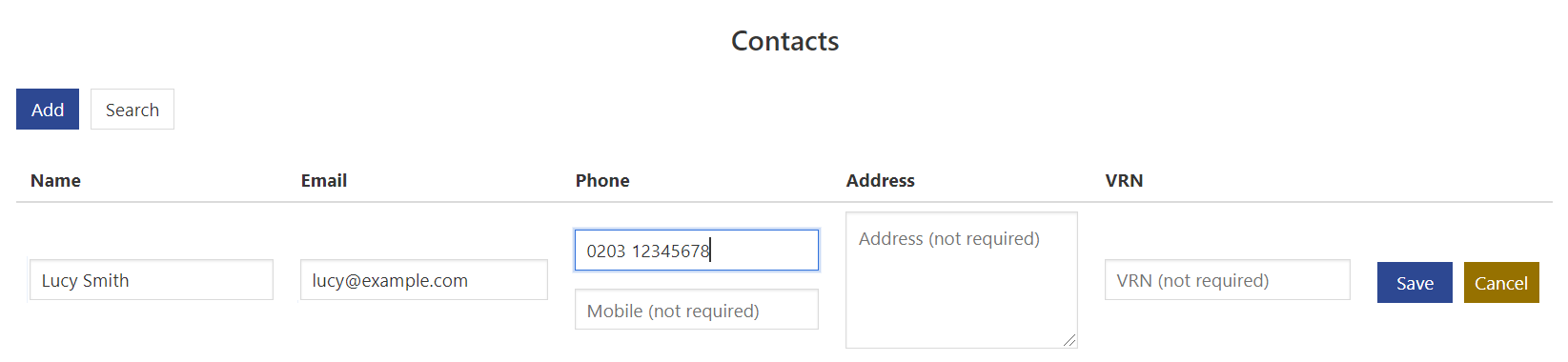 My Tax Digital adding a contact