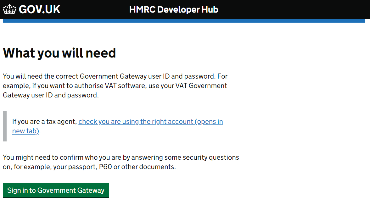 My Tax Digital HMRC MTD sign in using the Government Gateway ID