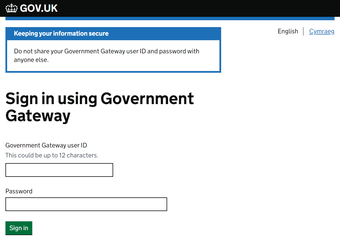 My Tax Digital HMRC MTD sign in using the Government Gateway ID